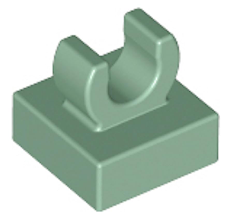 LEGO Tile Modified 1 x 1 with Open O Clip, Part 15712 (Sand Green, 10, Bricks) โ image 1