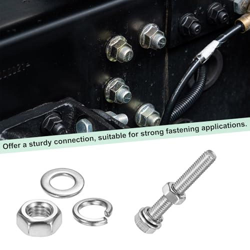 M METERXITY 4-Pack Hex Head Screw Bolt with Nuts Flat & Lock Washers M5x35mm Stainless Steel Bolts and Nuts Kit Fully Threaded Metric Bolt Assortment for Equipment/Machinery - Image 3