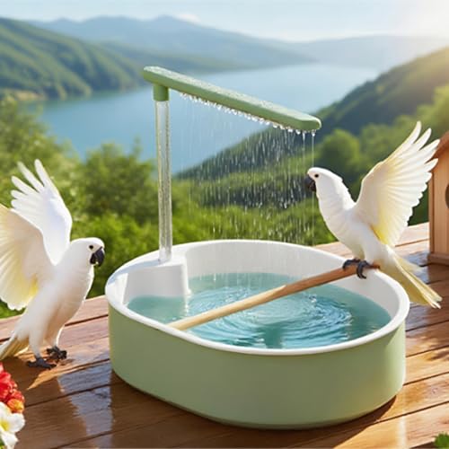 Baño automático para pájaros periquitos con flujo ajustable y perca 6