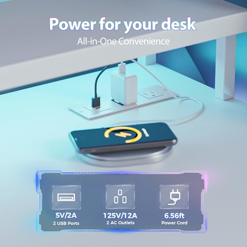 Image of Mericonia 68 inch Gaming Desk with Drawers, Reversible Computer Desk, White