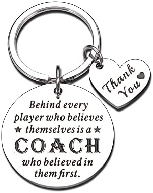 Coach Thank You Gift Keychain for Men Women Appreciation Key Chain Present for Football Basketball Baseball Coach Sports Match Cheer Keyring for Softball Swimming Coach Birthday Christmas Retirement