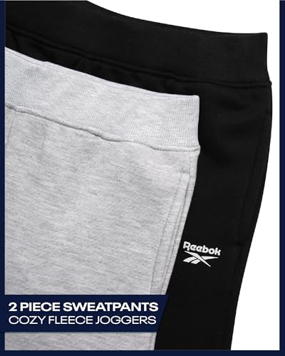 Reebok Girls Sweatpants - 2 Pack Performance Fleece Active Joggers Sweatpants for Girls - Soft Stretch Kids Athletic Pants2