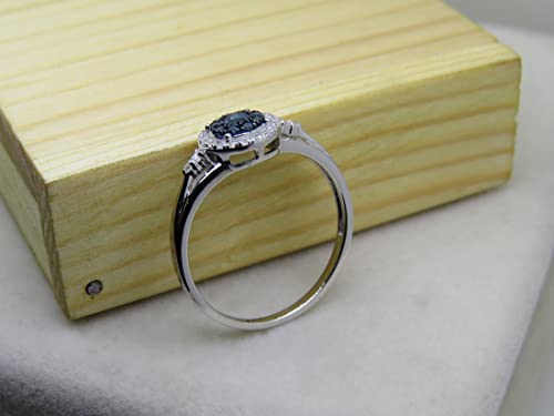 Dazzlingrock Collection 0.30 Carat (ctw) Round Blue & White Diamond Halo Style Cluster Engagement Ring for Women in 925 Sterling Silver4
