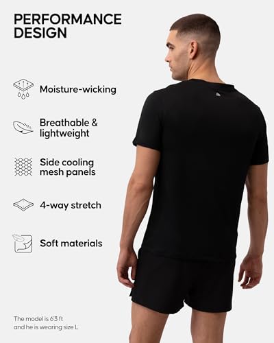 DANISH ENDURANCE Workout Shirts for Men, Moisture Wicking, Quick Dry, Athletic Sports Top, Lightweight & Soft, 2-Pack2