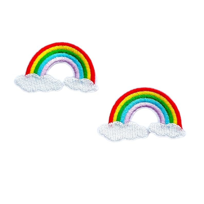 Daily Crafts Embroidery Patches for Kids Boys Girls | Fine Thread Embroidery Iron On Press Patches Clothes Stickers (2 pcs Rainbow) 1