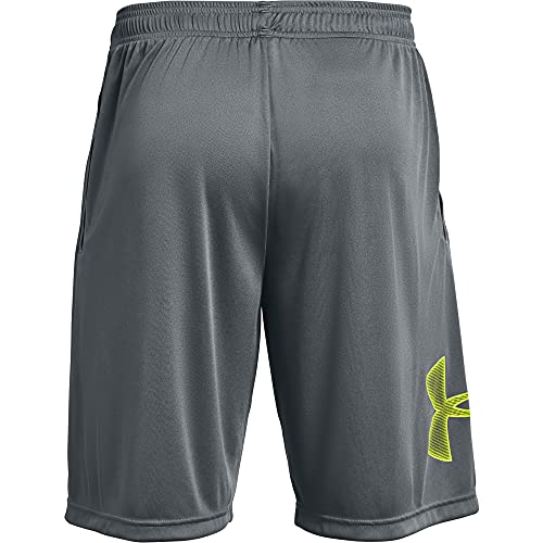 Image of Under Armour Men's Tech Graphic 10 inch Shorts, Pitch Gray (014) /High-Vis Yellow, Medium