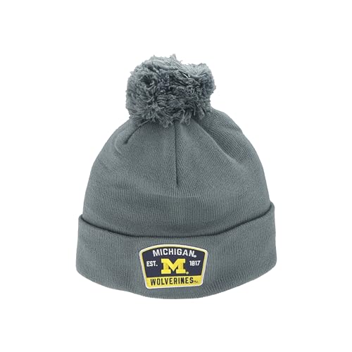 ZHATS Standard NCAA Officially Licensed Pom Beanie Patch Switchback Gray, Grey, One Size