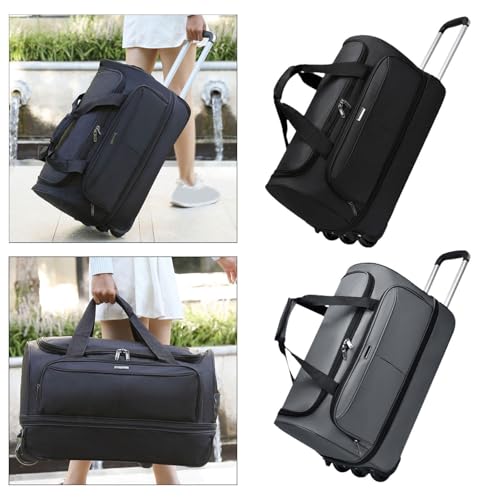 Image of Enakshi Duffel Bag with Wheels Carrying Bag Handbag Suitcase for Travel Picnic Beach M black|Travel | Luggage