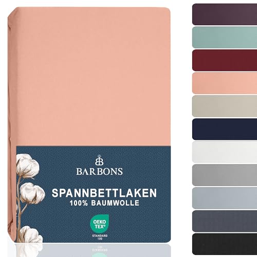 BARBONS - Lenzuola Singolo Cotone 90x200 cm - Certificato Oeko-Tex, Con Angoli Morbido e Traspirante, Adatto per letto Copriletto, Facile da Lavare Lenzuolo Singole 90 x 200 - Rosa