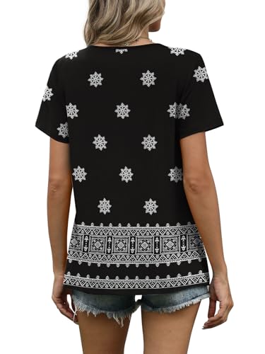 Image of WIHOLL Women T Shirts Pleated Short Sleeve Tops Business Casual Dressy Blouses