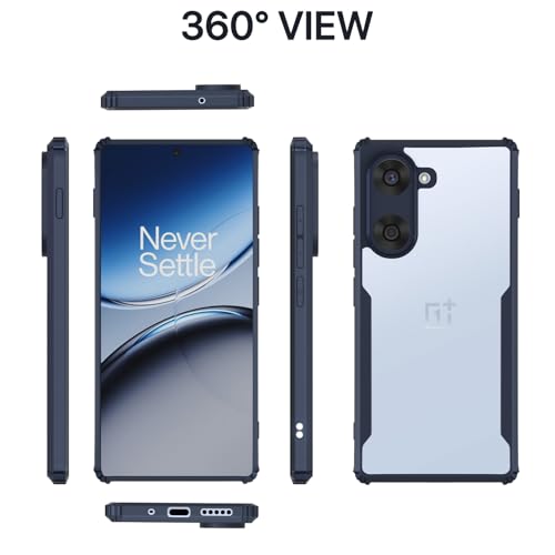 Image of Outlouders Back Cover for OnePlus Nord CE 5 5G | Ultra Hybrid Transparent | Full Camera Protection | Raised Edge | Crystal Clear Bumper Case (Blue)