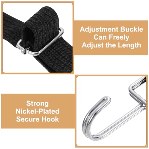 Image of uxcell 2Pcs Adjustable Bungee Cords with Hooks, 39 Inch Flat Heavy Duty Elasticity Straps Rubber Bungee Cords with Buckle for Outdoor, Camping, Tarp, Bike Rack, Luggage, Black
