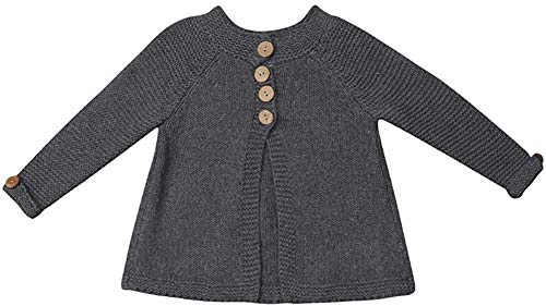 Toddler Baby Girls Fall Winter Coat Button Knitted Sweater Cardigan Cloak Kids Long Sleeve Warm Jacket Outerwear (#1 Grey, 6-7 Years)