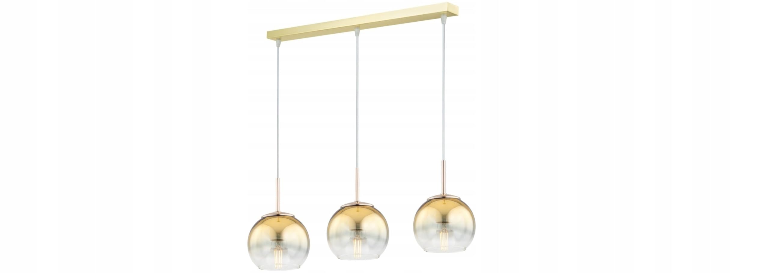 Licht-Erlebnisse Pendelleuchte 3-flammig Metall Glas Gold Esstisch Wohnzimmer Küche Modern E27 gemütlich elegant L:60 cm Hängelampe Esszimmer