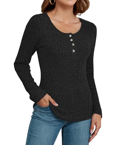 2025 New Womens Button Tunic Tops Fall Pullover Top Lightweight Long Sleeve Sweatshirt for Ladies2