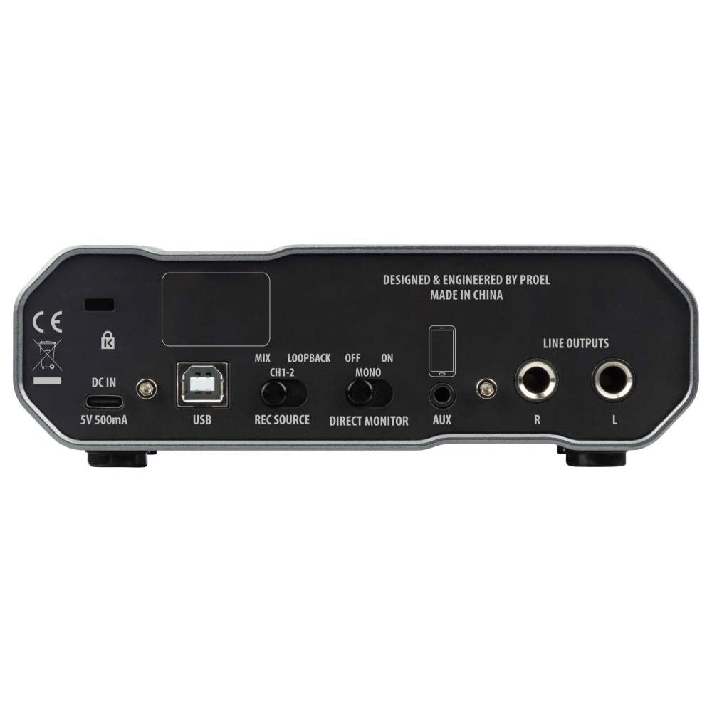 Proel EIKON SBi-POD - Interfaccia audio USB 2.0 con 2 In & 2 Out, qualità da studio per la registrazione domestica o mobile, lo streaming live o il podcasting