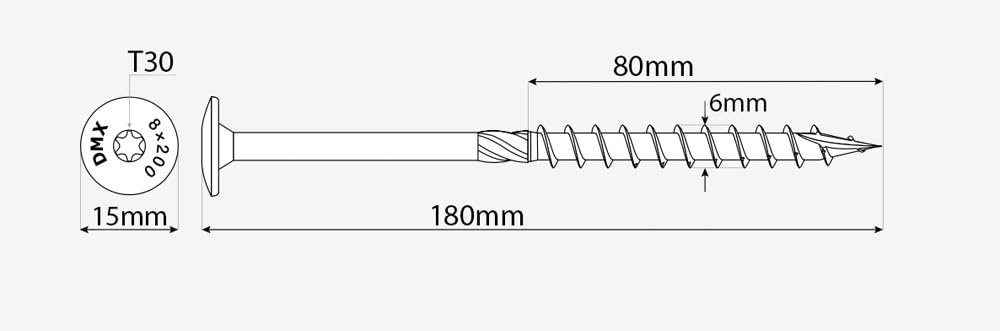 6mm x 180mm (Box of 100) Yellow Hardened Carpenter Screws Wafer Torx Head For Wood Timber Construction Screw High Performance J06-J09A - Image 2