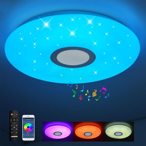 JDONG LED Deckenleuchte Dimmbar mit Bluetooth Lautsprecher, 24W ⌀30 CM...