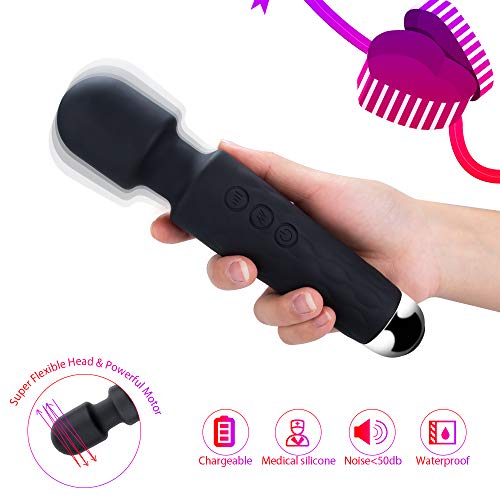 Preisvergleich Produktbild Akku-Stabmassagegerät, Wiederaufladbarer Elektrischer Olycism-Massagestab mit 10 Leistungsstarken Geschwindigkeiten und 10 Einstellbaren Vibrationsmodi zur Druckentlastung des Körpers (Schwarz)