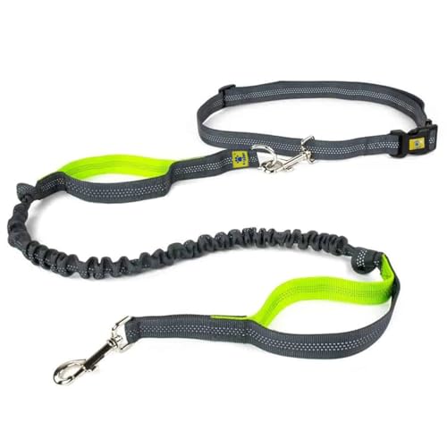 Image of A+a Pets' 2in1 Bungee Hands-Free Dual Hold Dog Leash | Waist Body Elastic Leash for Running | Adjustable Lightweight Nylon Waterproof Multi-Function Belt Lead (Black)