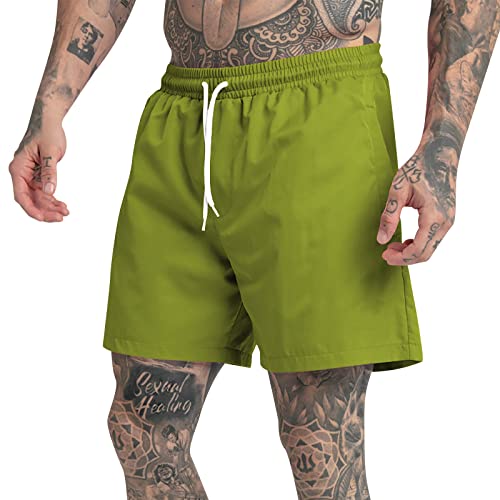 Pantalones cortos elásticos para hombre, color sólido, para deportes de playa, fitness, artes marciales, AG., 3XL