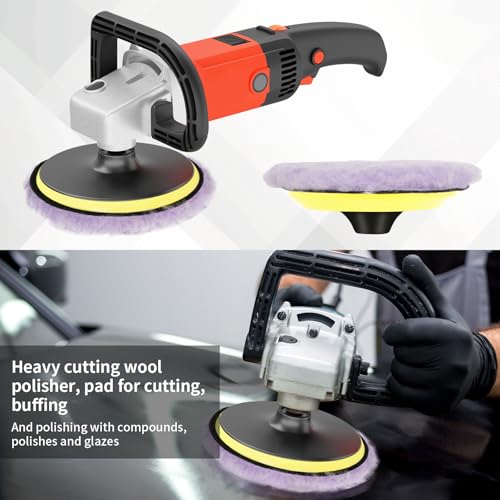 Image of Autolock 6 inch Buffing Polishing Pads, 2Pcs 6 Inch (150mm) Wool Polishing Pads, Buffing Pads Set with Hook and Loop for Car Polisher, Polishing and Buffing（Purple）