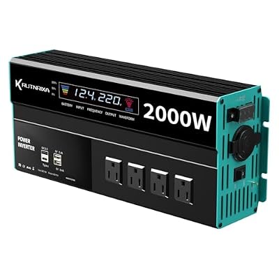 Quipsox Modified Inverter 500W 800W 1000W 1500W 2000W 3000W 12VDC to 120V AC with 2 USB Port,PD 22W QC 18W Fast Charging(2000W)