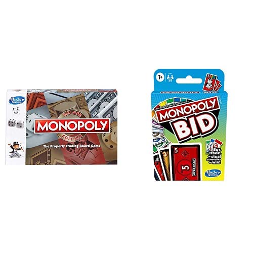 Image of Monopoly Deluxe Edition Game, Fantasy Board Game&MONOPOLY Bid Game, Quick-Playing Card Game for 4 Players