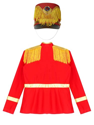 CHICTRY Unisex Girls Boys Long Sleeve Front Zipper Tassels Marching Band Uniform Majorette Jacket with Hat4