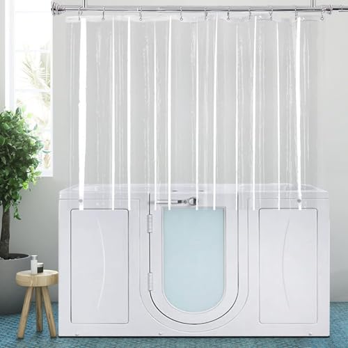 Gipsighila Clear Short Shower Curtain Liner 48 Inch Length Peva Vinyl Waterproof Bathroom Short Shower Curtain Sets with 3 Heavy Magnets 70x48