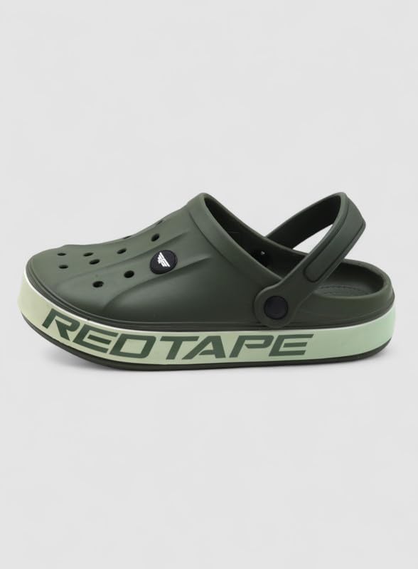 Image of Red Tape Mens Lightweight EVA Clogs Slip-On Comfortable Casual Footwear with Adjustable Back Strap and Anti-Slip Outsole