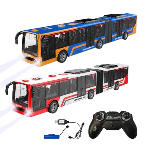 Diawell RC zdalnie sterowany autobus liniowy, samochodzik zabawkowy z przednim światłem, ładowarka akumulatorowa, 2,4 GHz, długość 45 cm, 2,4 GHz, z bateriami wielokrotnego ładowania, jako prezent dla dzieci, chłopców i dziewczynek