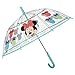 Transparent Regenschirm Disney Minnie Mouse Mädchen - Kinder Stockschirm Minni Maus für Kleinkind 4/6 Jahren - Kinderregenschirm Schirm Automatik Windfest - Durchmesser 74 cm - Perletti Kids (Türkis)