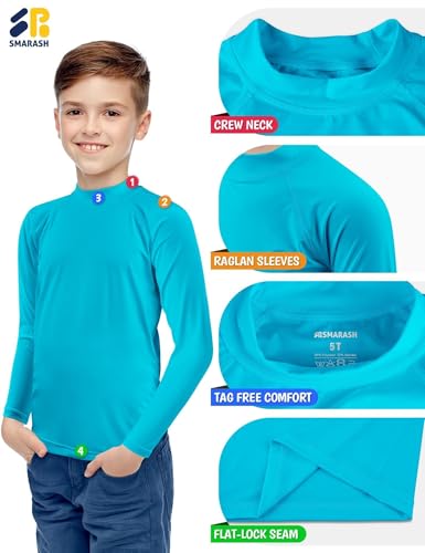 Image of Boys Rash Guard Swim Shirts Long Sleeve UPF 50+ Swimwear Toddler Kids Sun Protection SPF Water Surfing Swimming Shirts 0-16Y