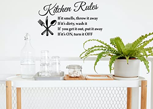 Blinggo Black 22" X 13" Kitchen Rules Art Home Mural Décor Vinyl Wall Art Inspirational Quotes And Saying Home Decor Decal Sticker Steams #TOP1