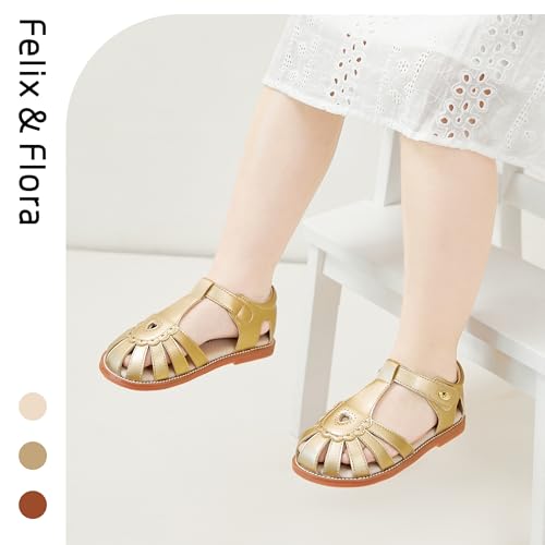Image of Felix & Flora Toddler Girls Sandals Flower Girl Shoes Soft Rubber Princess Flat Shoes