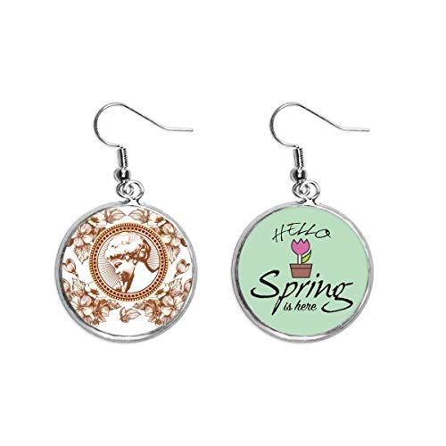 Pendientes de primavera colgantes decorativos de flor y hoja, joyas de ilustración moderna