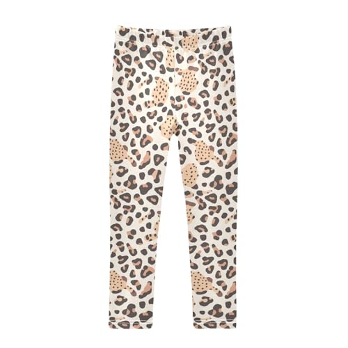 KLL Leopard Print Toddler Girl Cotton Pants Soft High Waisted Workout Pants Running