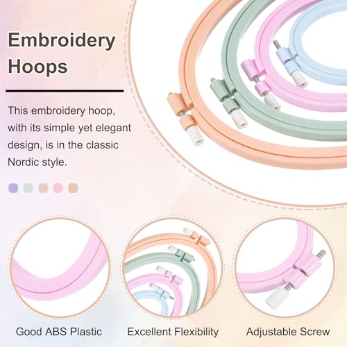 Image of PATIKIL 3 Pieces 3.1 inch x 3.9 inch Oval Embroidery Hoops, Adjustable Cross Stitch Hoops Ring ABS Plastic Embroidery Frame Punch Needle Hoop for Sewing, Needlework, DIY Craft, Light Purple