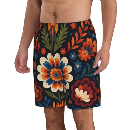 Geometric Flowers Print Stylish Beach Shorts Swim Trunks Lightweight Breathable Summer Outdoor Activities2