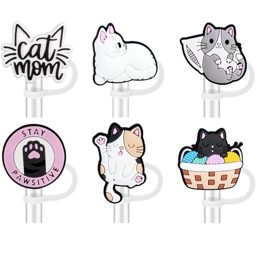 Yomanta 6 Stück Strohhalm Abdeckung Zubehör für 10mm, Silikon Strohhalme Abdeckung Accessories, Staubdichte Wiederverwen...