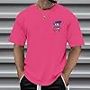 Mens T Shirt Back Print Summer Short Sleeve Tshirts Fashion Motif Clothing Retro Cotton Casual Shirt Boys Tee Crew Neck Outfit Lightweight Tops 02F#Hot Pink XX-Large #1
