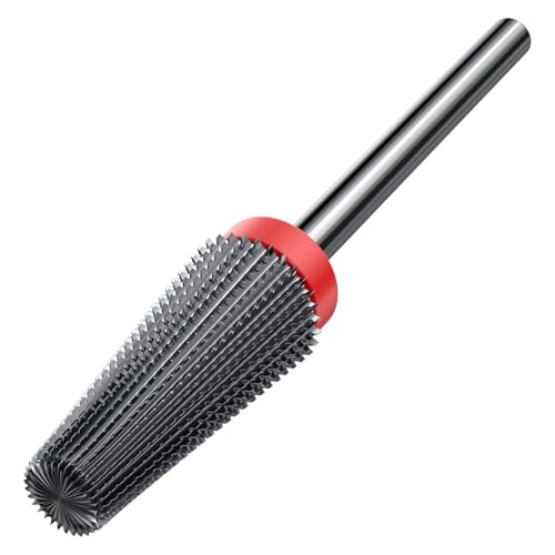 5-in-1 Nail Drill Bit, Professional Tungsten Carbide E File Bit, Two-Way Rotation for Left/Right Hand Use, Fine Grit for Cuticle Removal, Shaping, Pedicure (3/32" Shank)