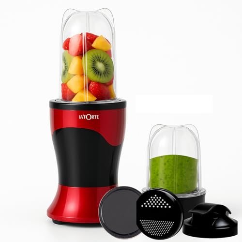 Image of LA' FORTE CLAIR 400W Compact Personal Blender | 2 Jars (300ml & 500ml) | 2 Blades (Dry & Wet) | BPA-Free | Twist & Start | for Smoothies, Chutneys, Masalas & Shakes | 1 Year Warranty