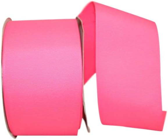 Reliant Ribbon Grosgrain Texture Ribbon, 3 Inch X 50 Yards, Neon Pink