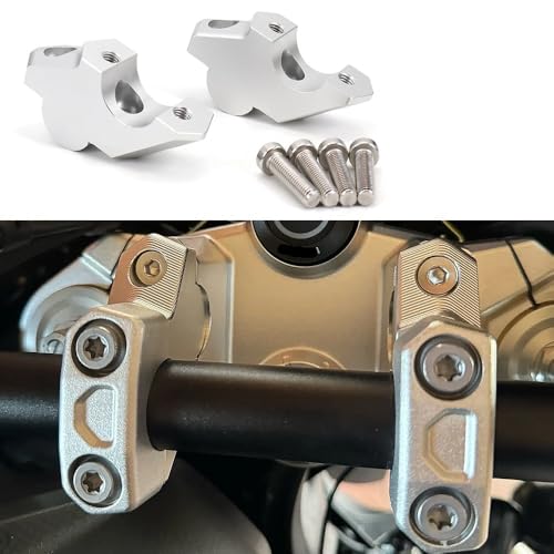 Abrazadera de manillar elevadora CNC en aluminio plateado para moto Voge 900 DSX 2