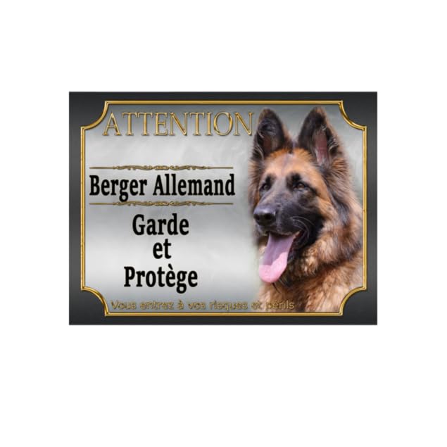 Berger Allemand, Plaque Portail Je Monte la Garde surveille protège Berger Allemand, Plaque Portail Je Monte la Garde surveille protège