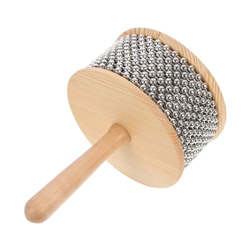 JOINPAYA Metal Cabasa Percussion Instrument with Wooden Handle Creative Early Educational for Boys Safe and Healthy Materials for Musical Play and Development