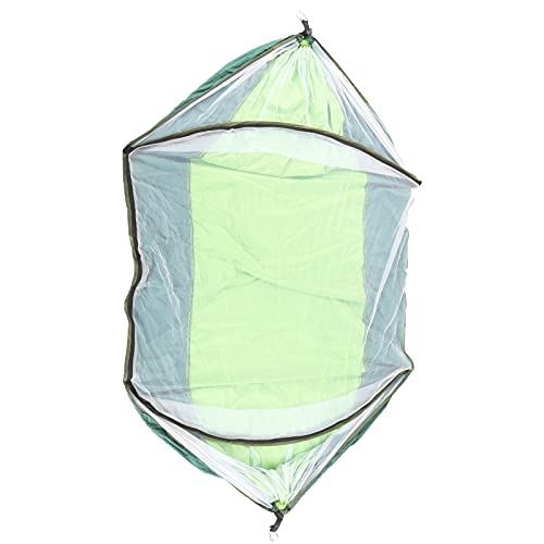 Dilwe Removable Hammock with Net Automatic Quick Opening Hammock Tree Straps Swing Hammock Bed for Camping Backpacking Travel (Fruit Green and Dark Green)
