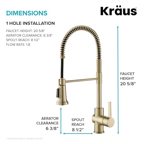 Image of KRAUS Britt Commercial Style Spot Free Antiqued Champagne Bronze Pre-Rinse Kitchen Faucet with Deck Plate and Soap Dispenser, KPF-1690-KSD-53SFACB